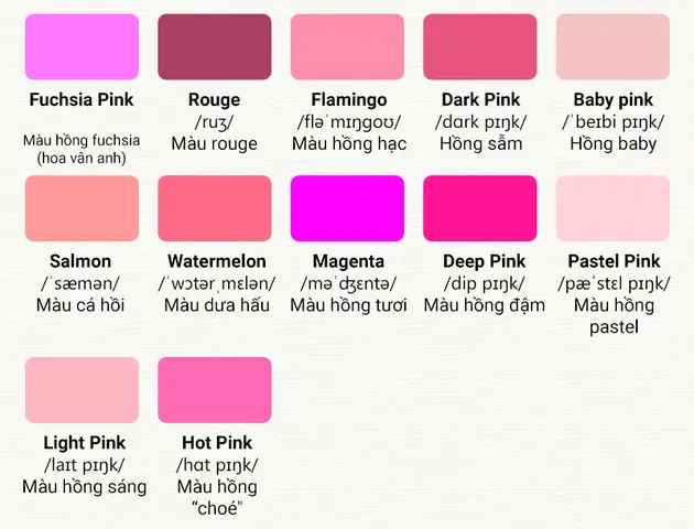 Hồng Đậm Tiếng Anh Là Gì